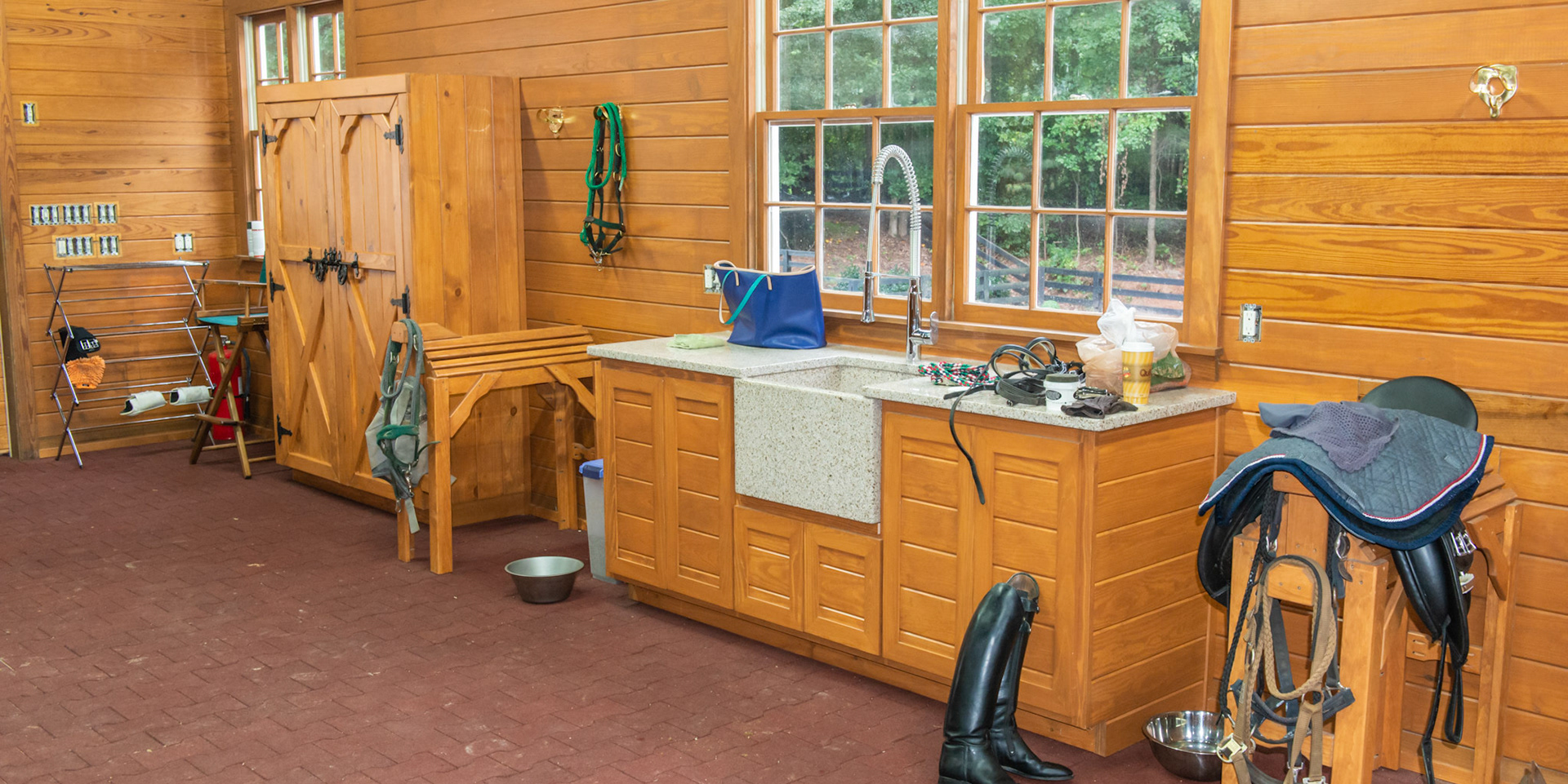 A farm sink in the barn area