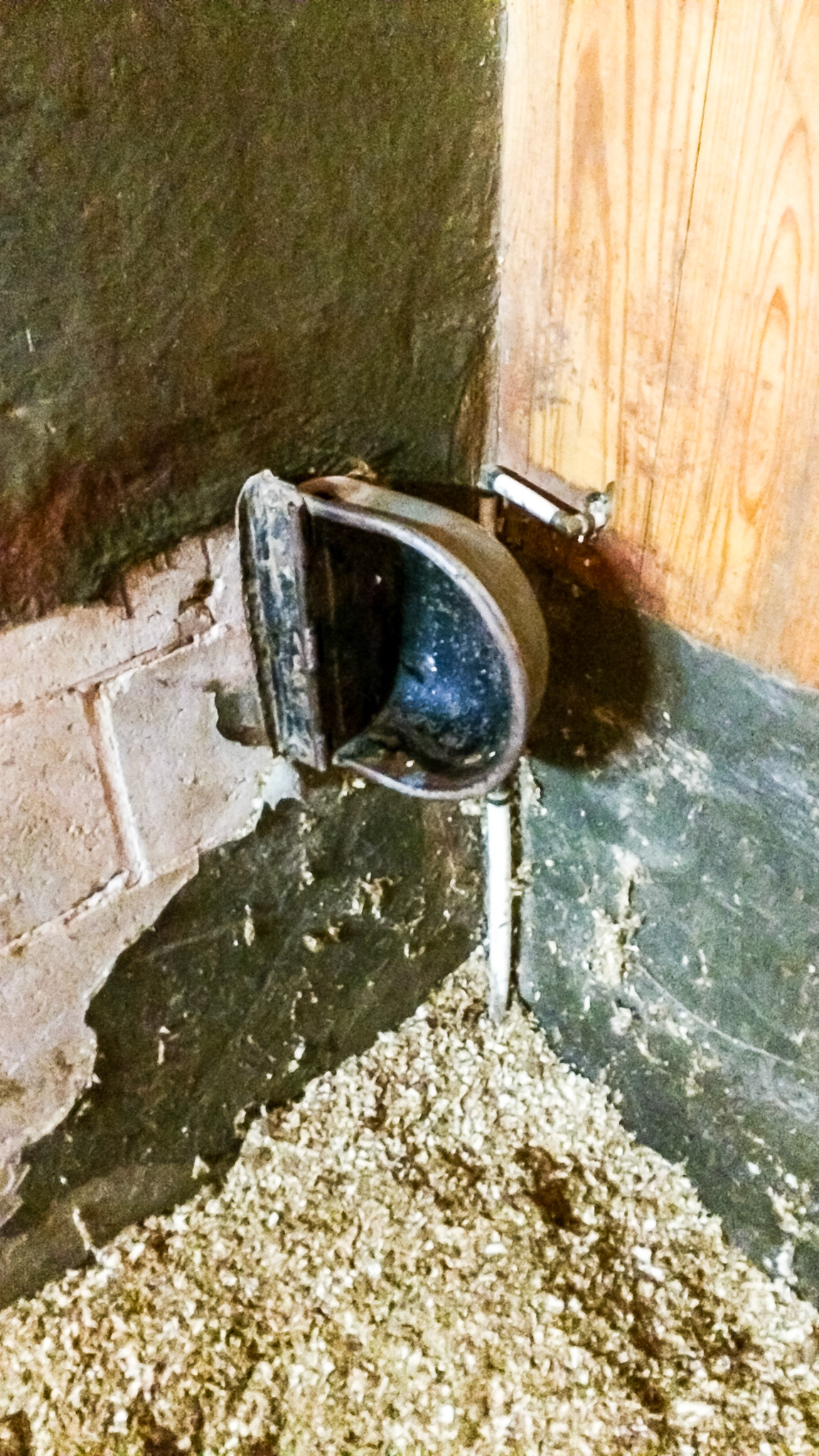 This water trough is non-functional, the paint is peeled off or is fading and the stall and barn are covered in cobwebs and stale air.