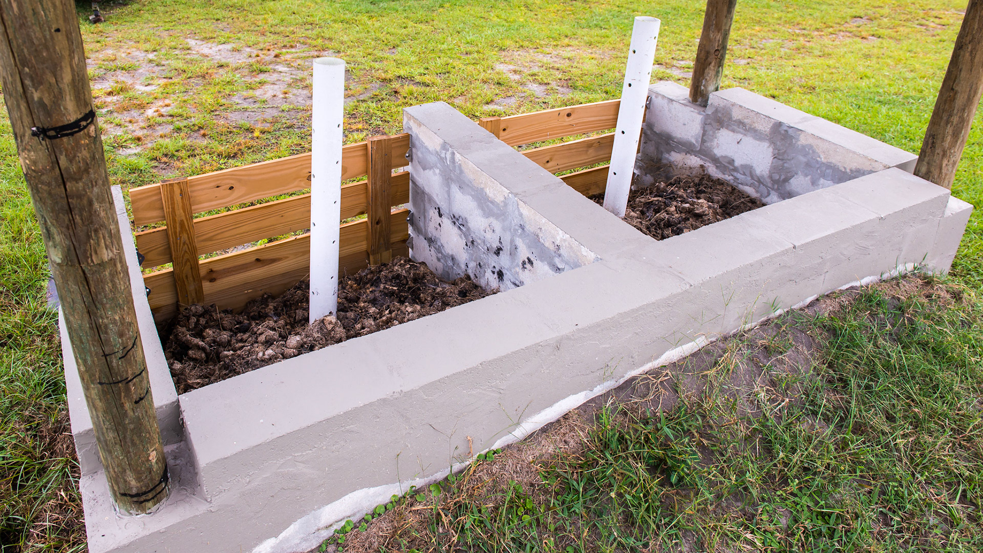 A composting set up on a small, 1 horse farm.