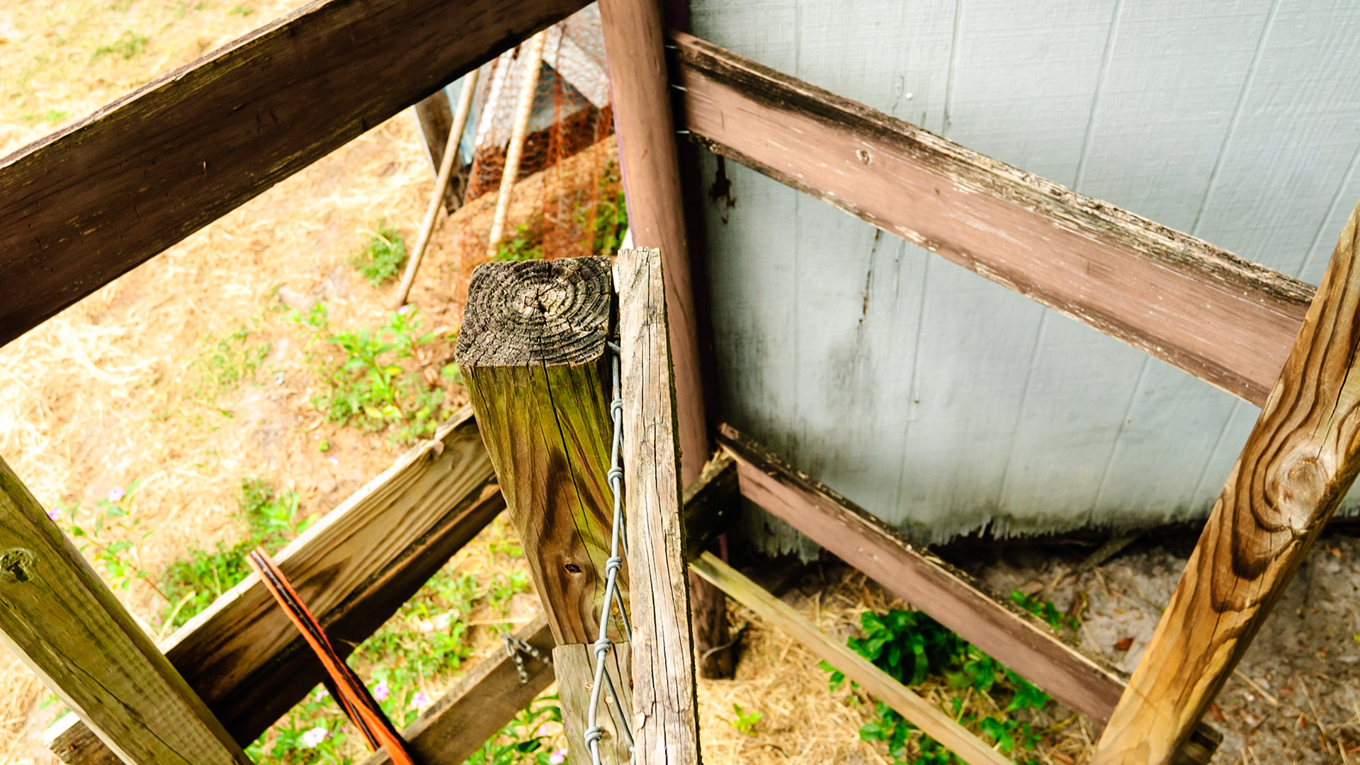 A human pass through gate built into the fence line.