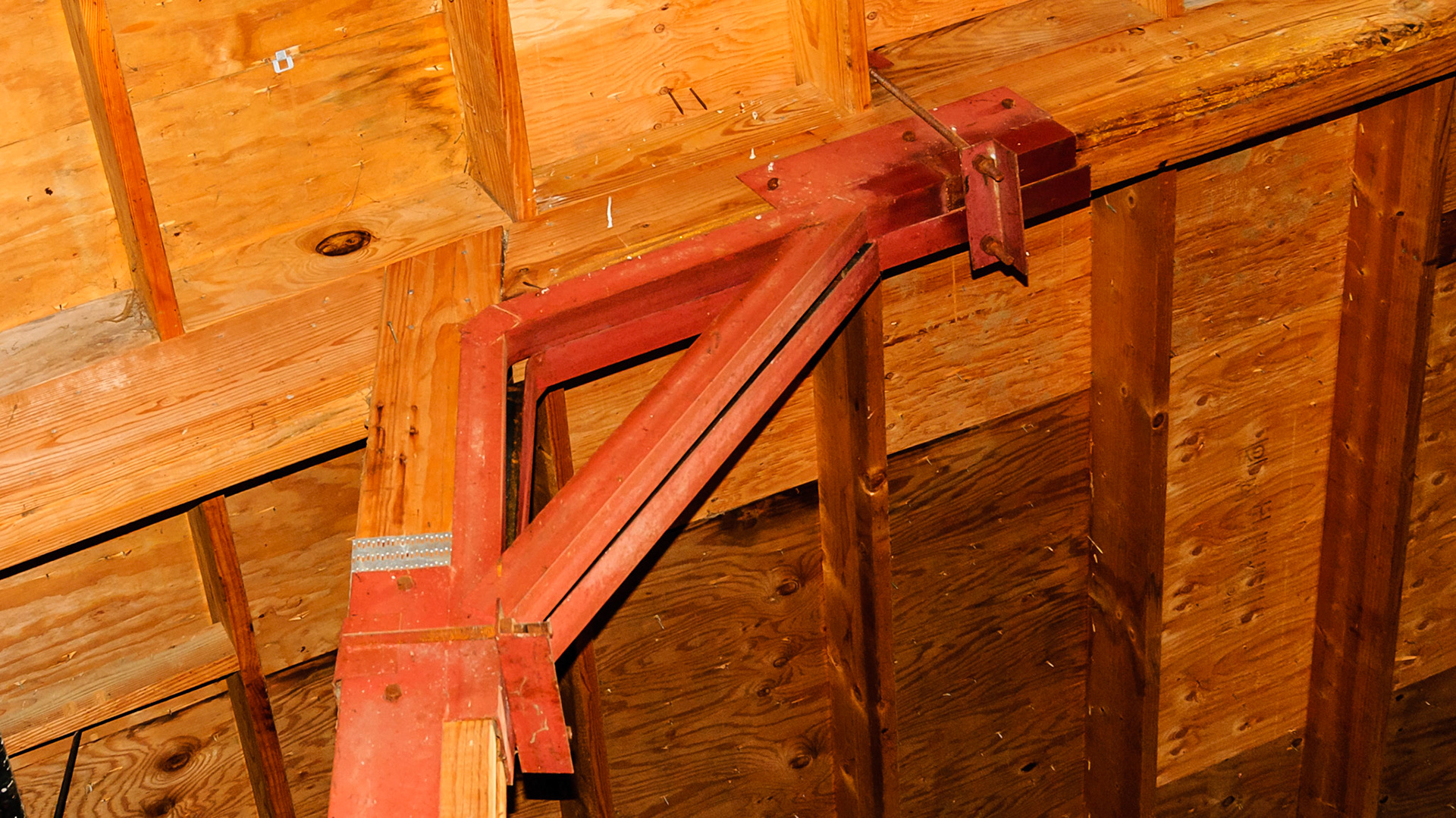 Custom made metal truss braces.