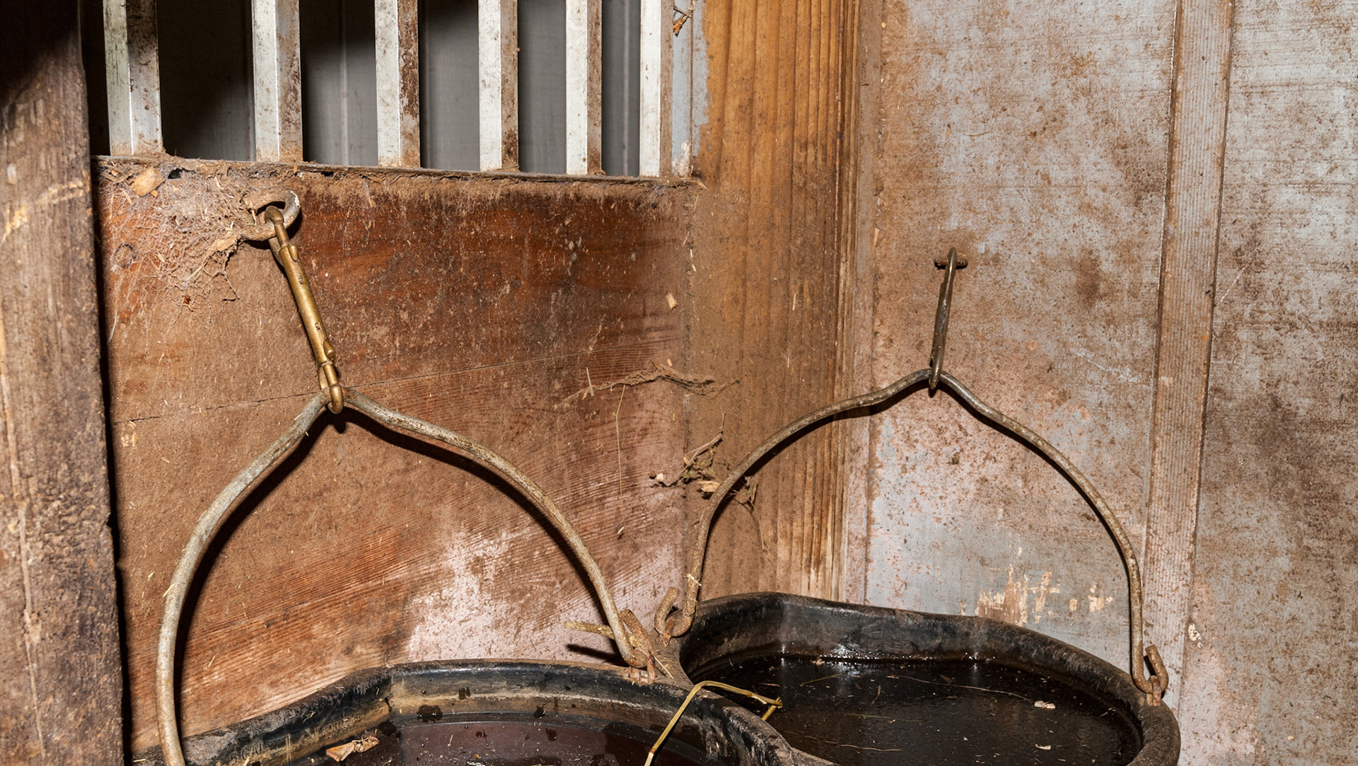 Thumb latch faces the eyelids and the handle ends are open creating the potential for lid tears.  Also a filthy corner.