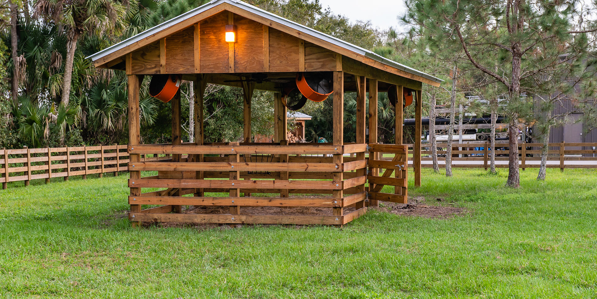 Fans installed inside an outdoor shed