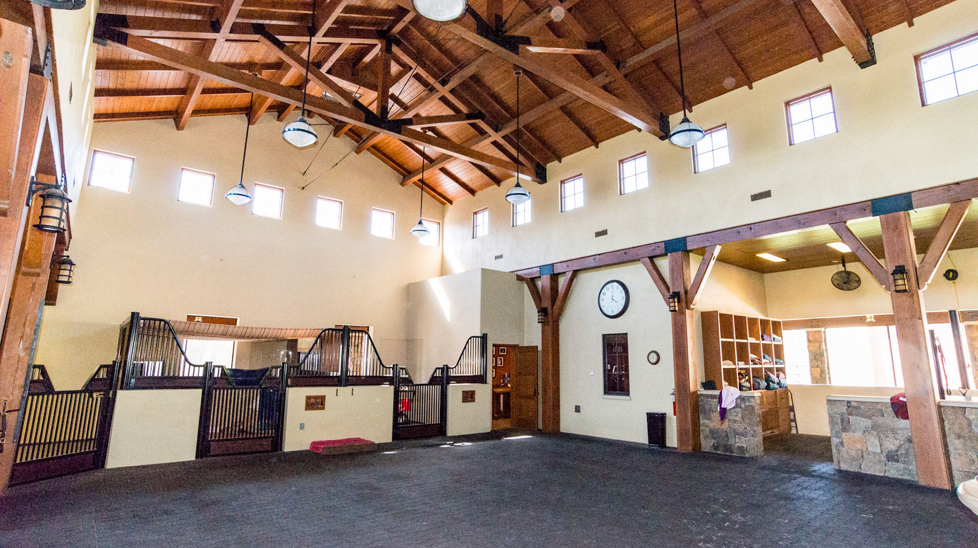 Barn interior - The stalls surround a courtyard.