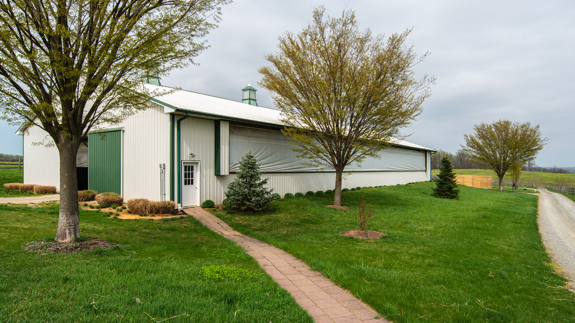 Darlington, MD barn with a fabric side window that can be opened in warmer weather.
