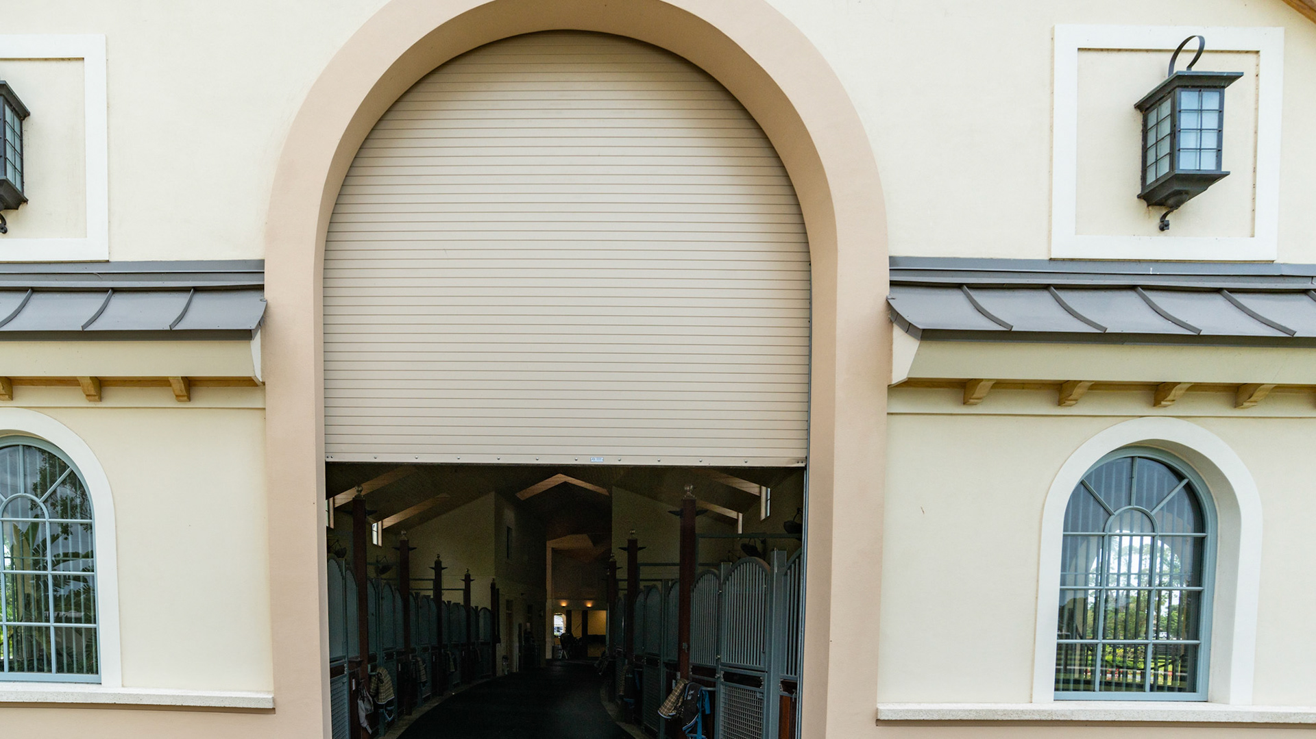 Roll up hurricane door on a Wellington, FL barn