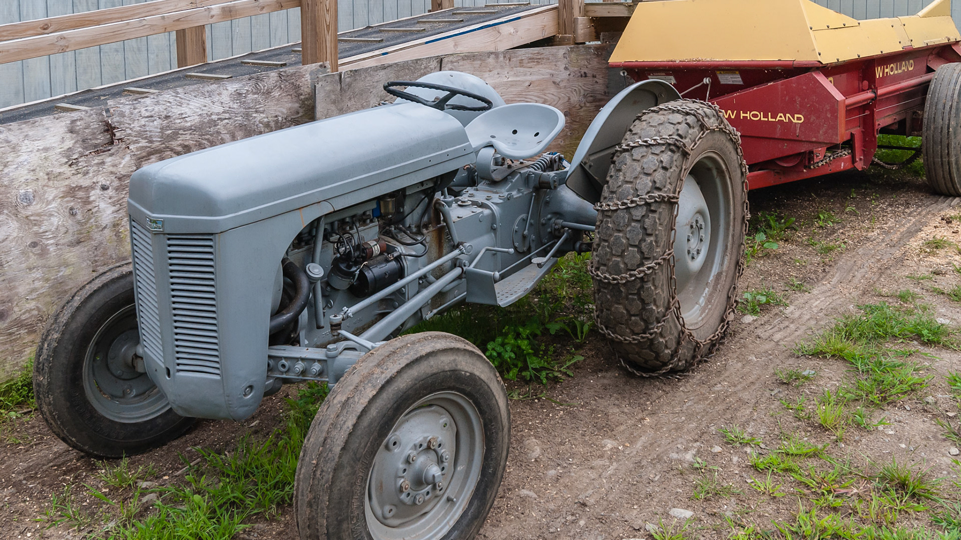A dedicated and utilitarian tractor for spreading manure that is kept in tip top shape.