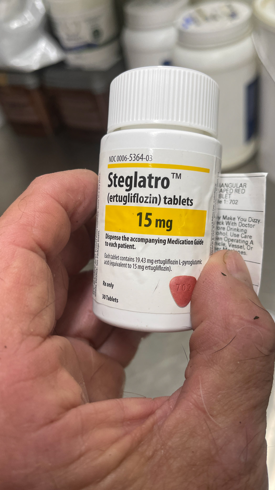 Ertugliflozin, sold under the brand name Steglatro, is a medication for the treatment of type 2 diabetes. The most common side effects include fungal infections of the vagina and other infections of the female reproductive system. Ertugliflozin is a sodium/glucose cotransporter 2 inhibitor and is in the class of drugs known as gliflozins