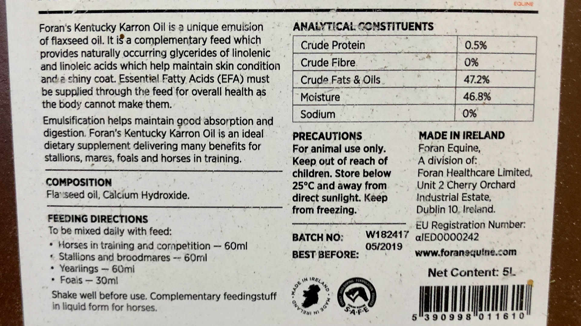 Nutritional supplement? A main feed program (see "feeding Instructions.")  Behavior modifyer?  Or just a waste of $22?