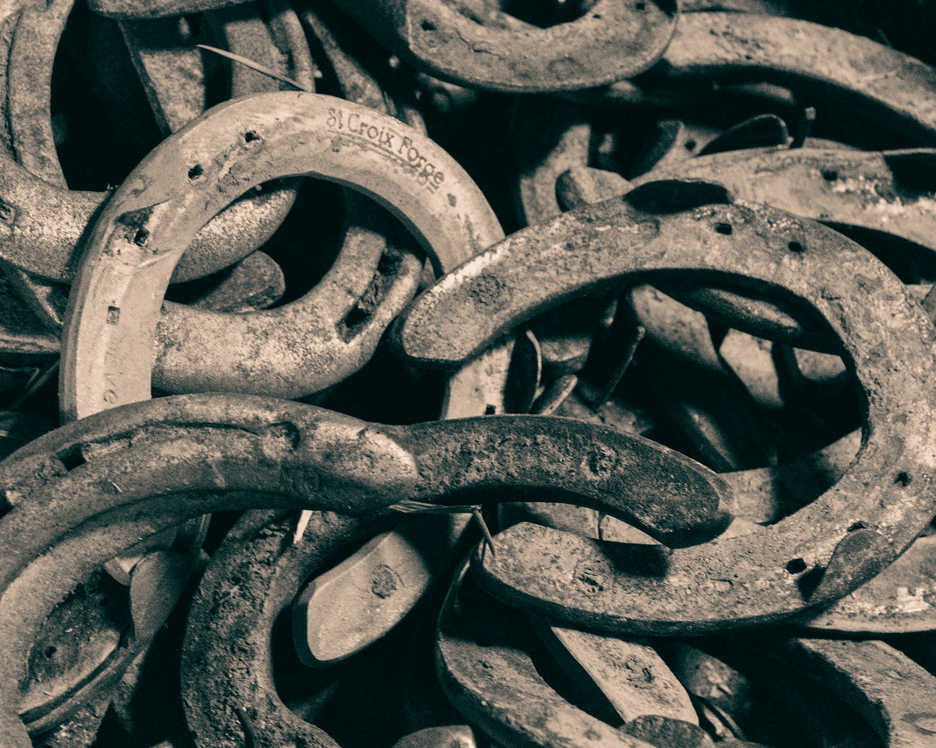 A bucket of old shoes