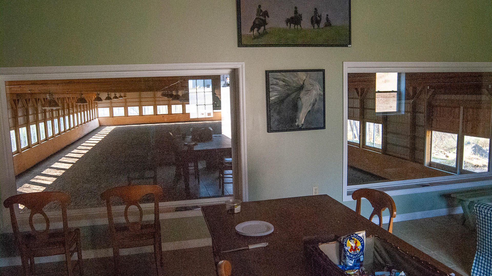 Lounge overlooking the indoor arena.