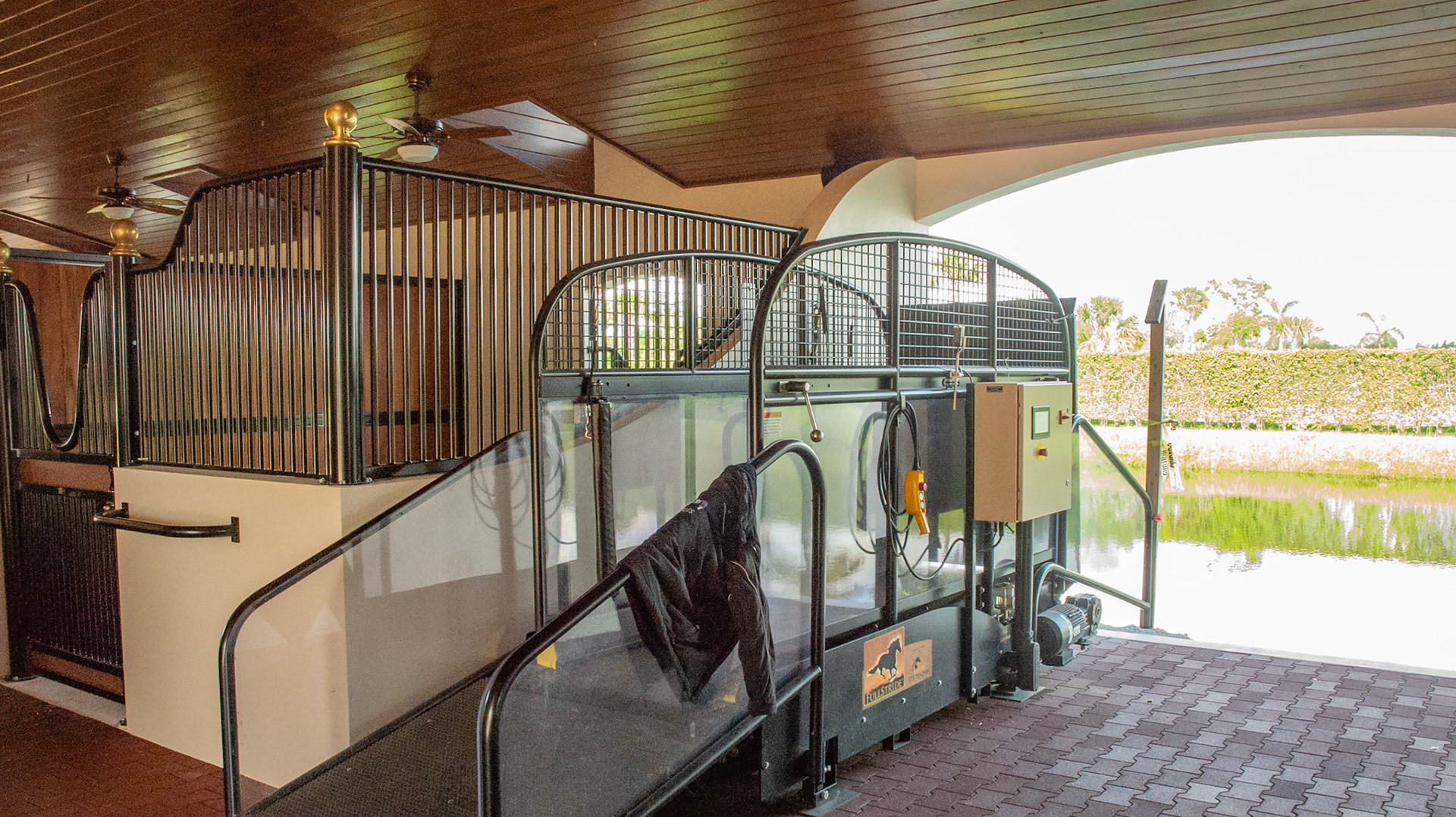 Treadmill inside the barn