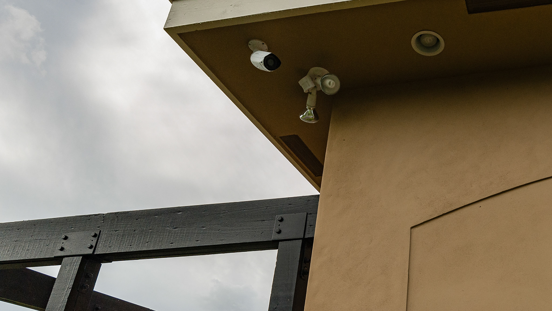 Security cameras mounted cleanly in high places