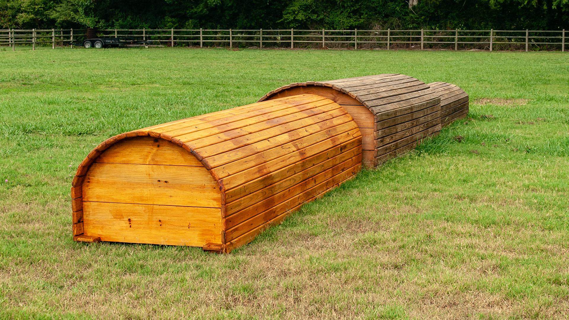 Jumps in a farm field