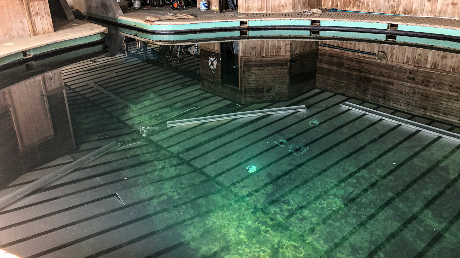 This indoor hydrotherapy pool allows for use even in winter to provide resistance to movement.