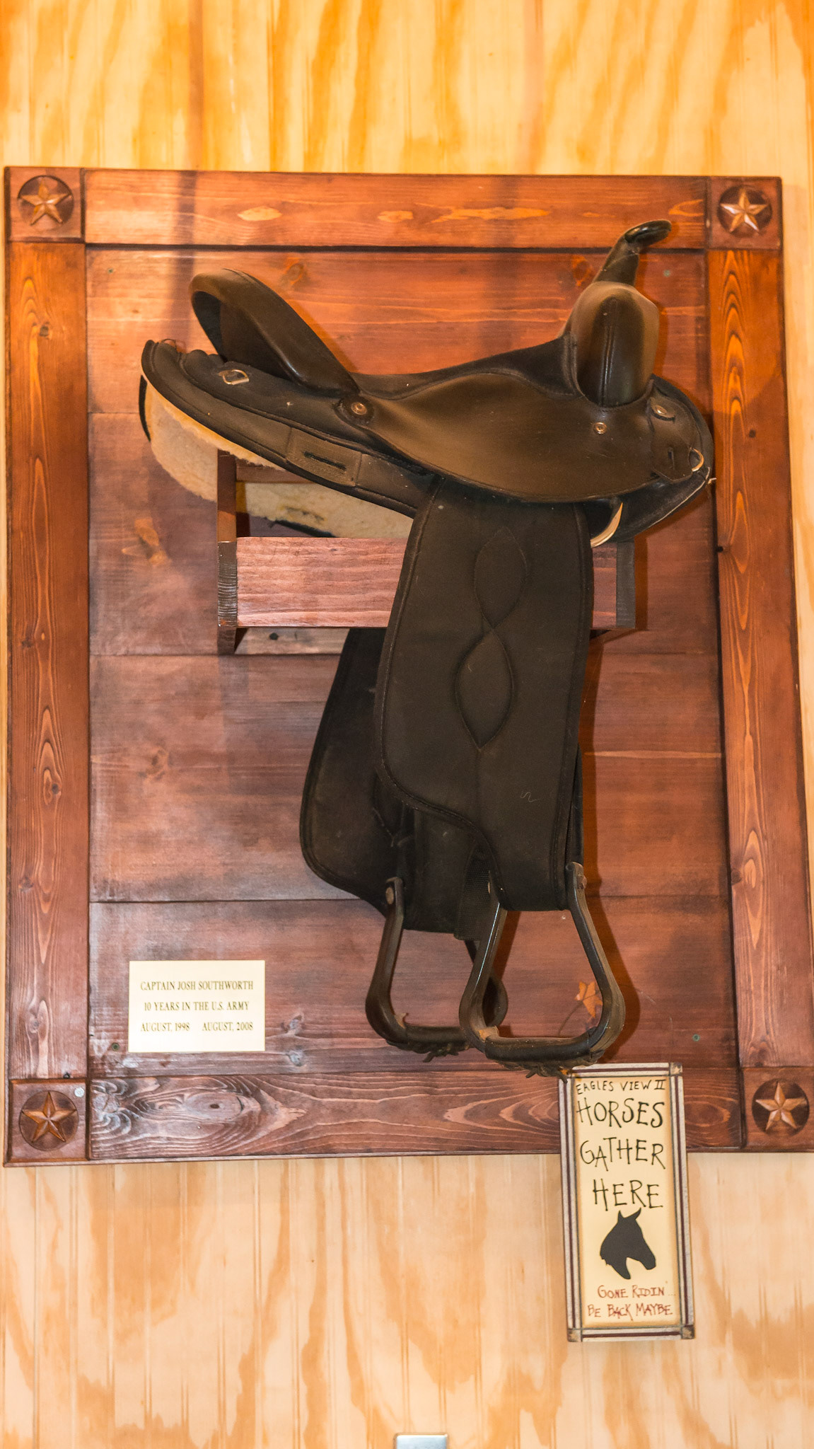 A present to an army officer for 10 years service from 1998 to 2008. This hangs in a barn in Tenessee.