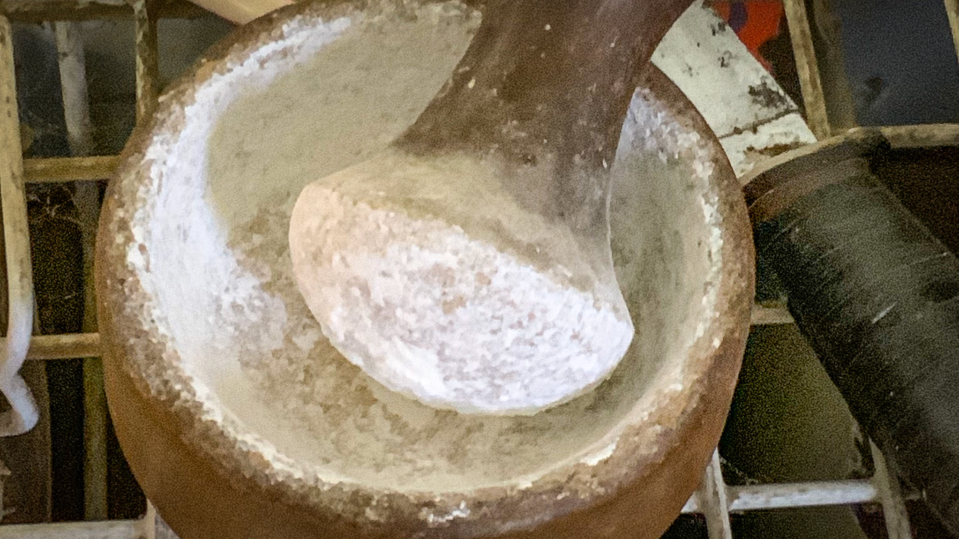 Mortar and pestle used for centuries to crush medications into a powder for mixing with something palatable.