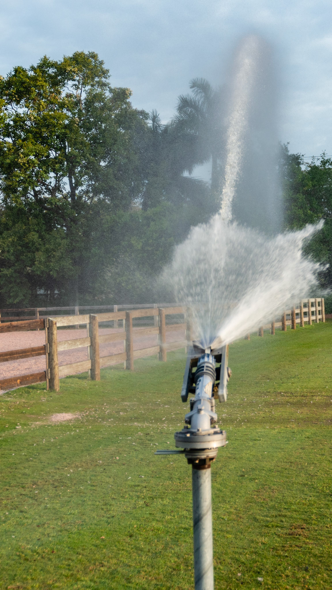 Water cannon for arena dust control. Wellington, FL