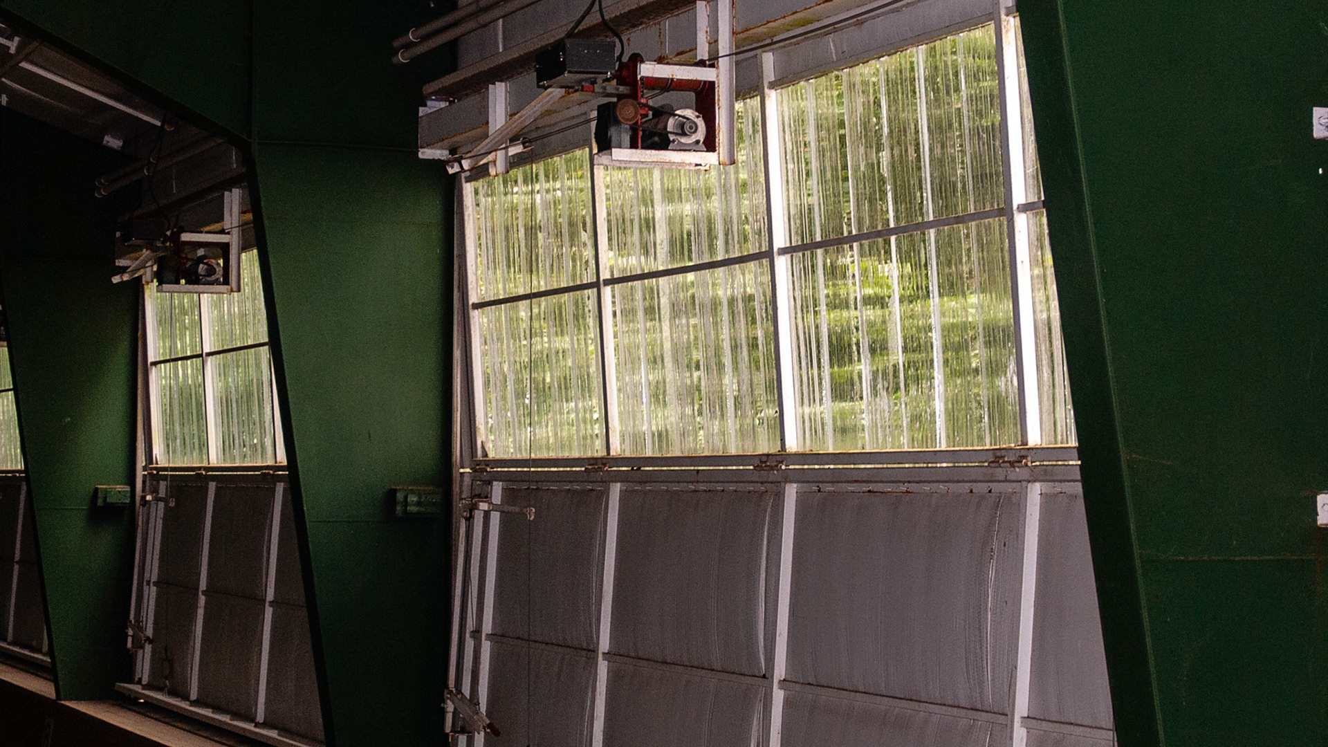 Bifolding doors open in good weather for this indoor arena