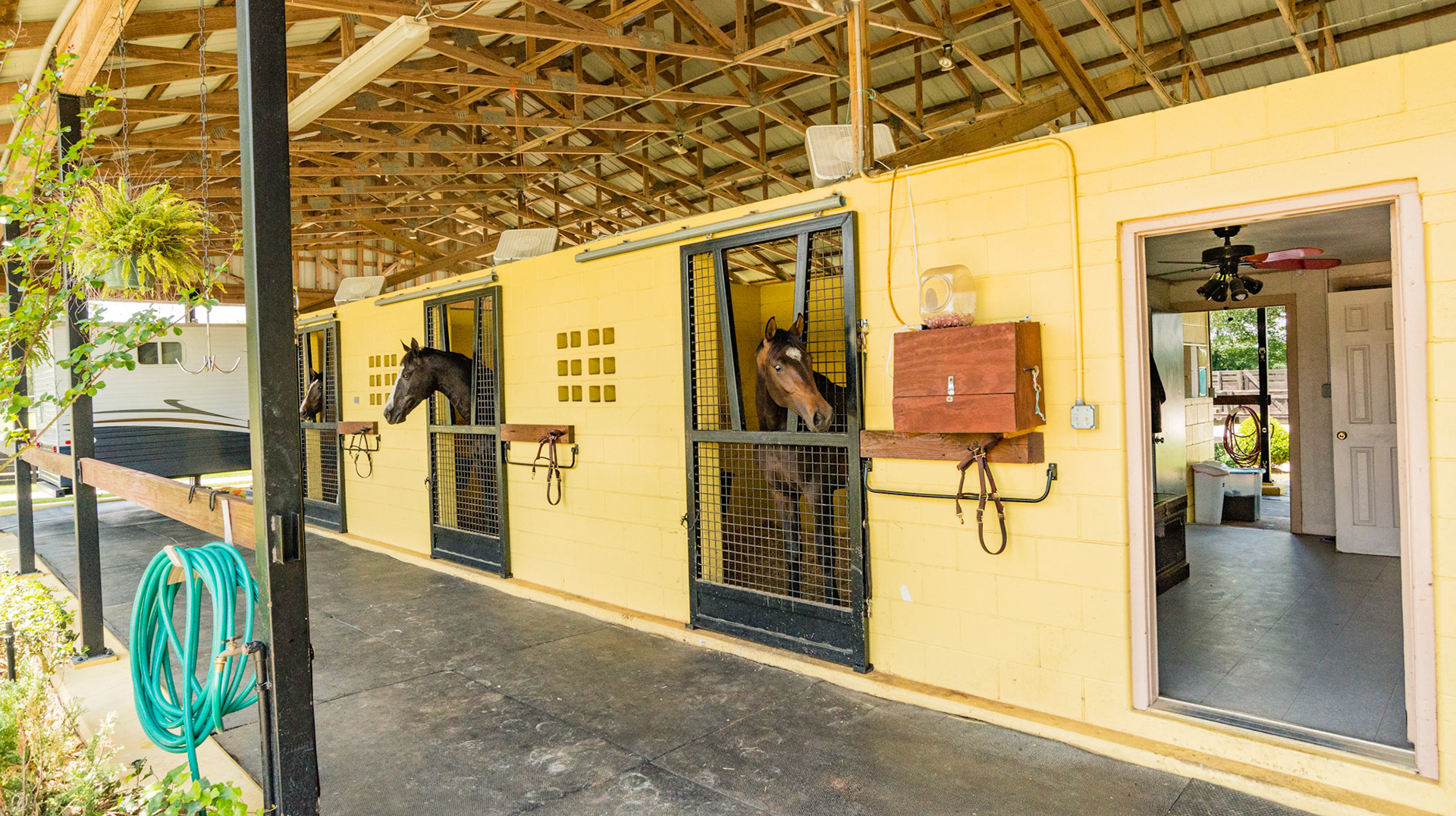 Stalls in an open air barn