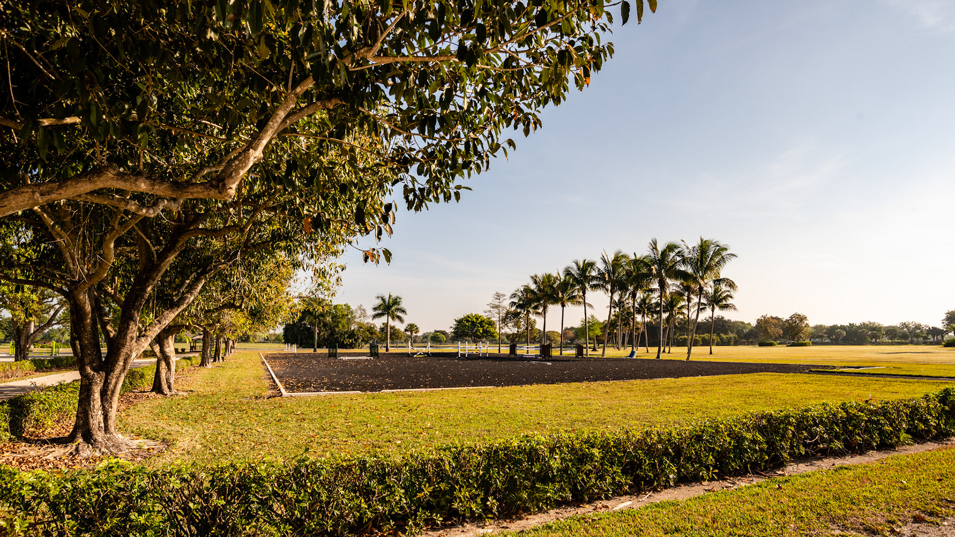 One of the three outdoor arenas on a Wellington, FL farm.