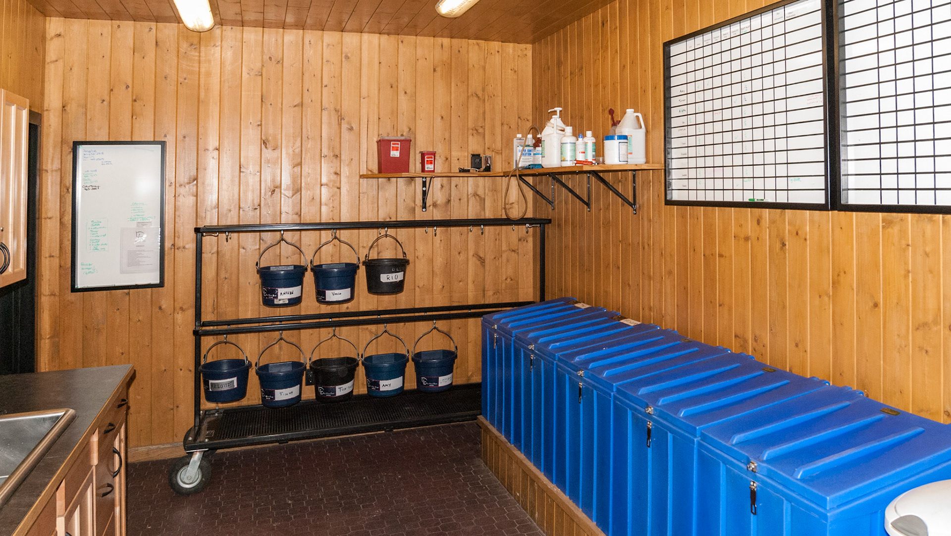 Grain bins with an orgaization chart above.