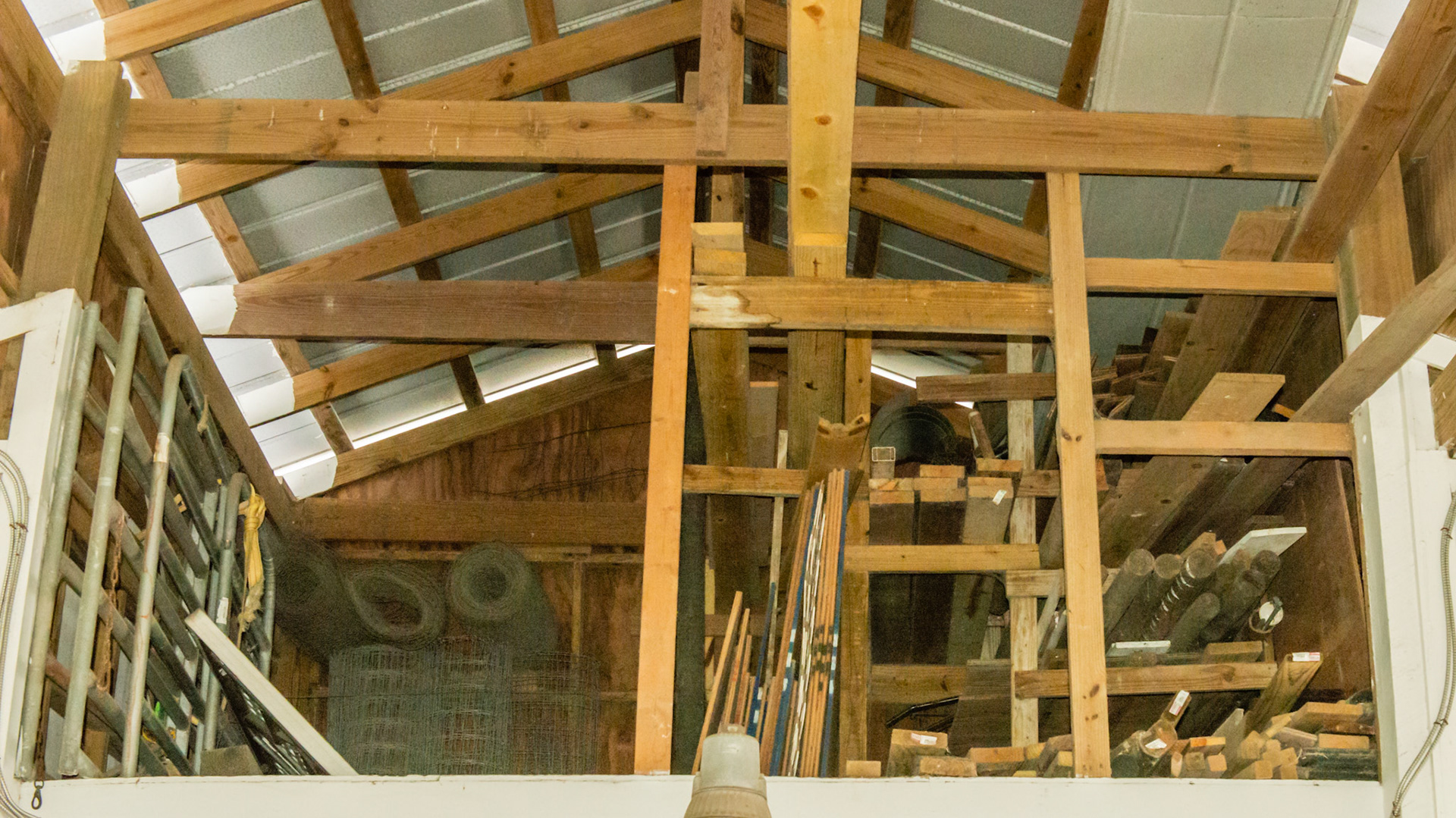 Highly organized barn loft storage