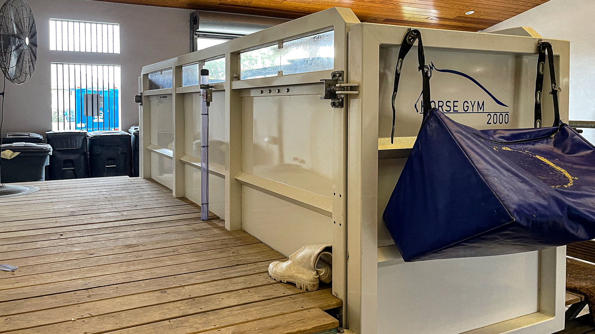 An indoor water treadmill that adds resistance to gaits without adding the weight of the horse to an injury.