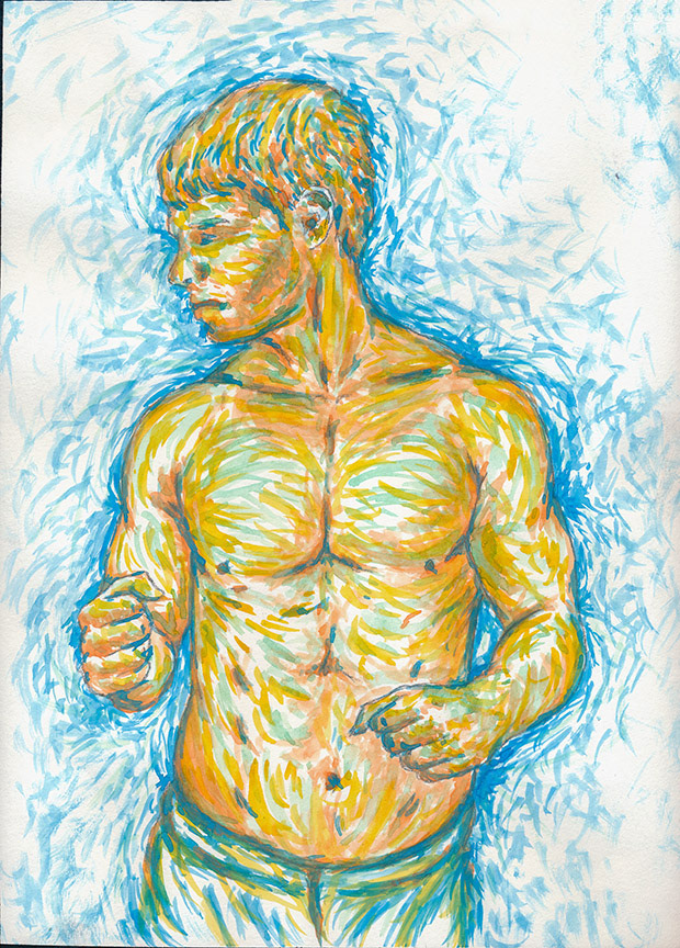 "GoldenBoy" Watercolor