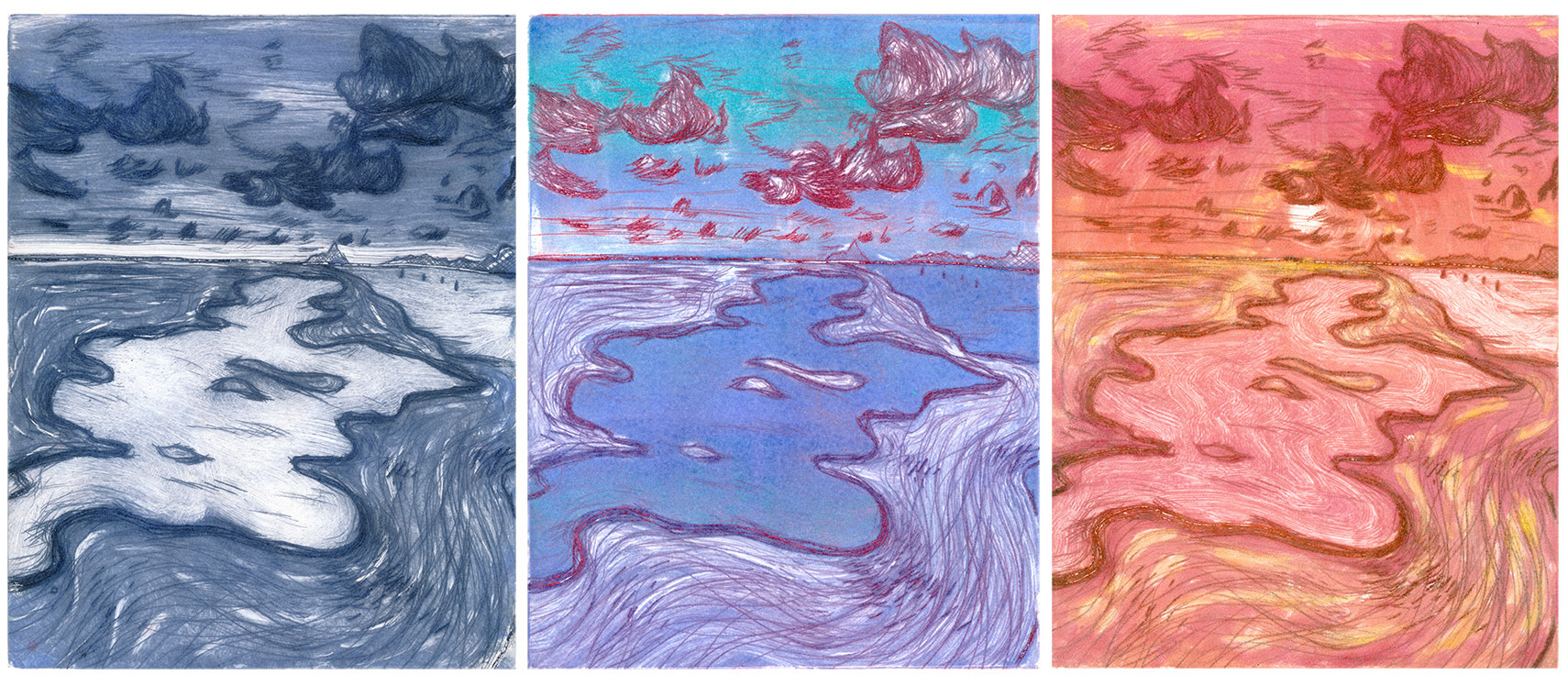 "Three seasons" Drypoint Imprint