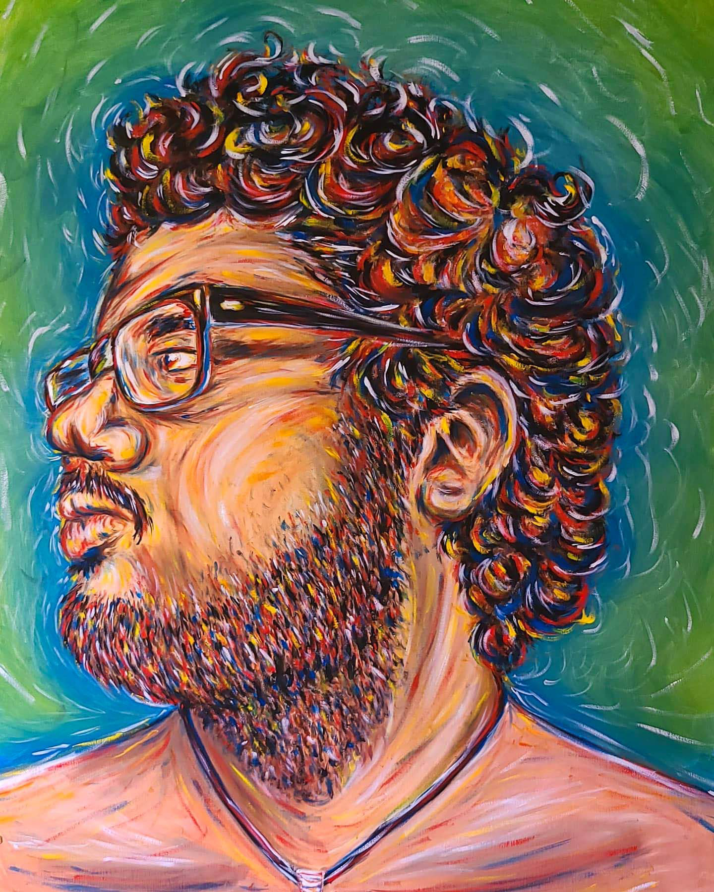 oil painted self portrait of Israel Rodriguez