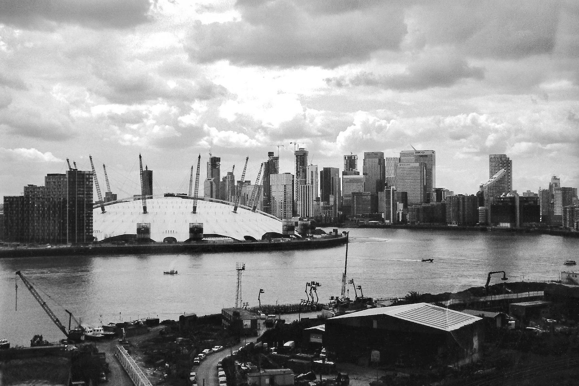 The O2 and Canary Wharf Skyline