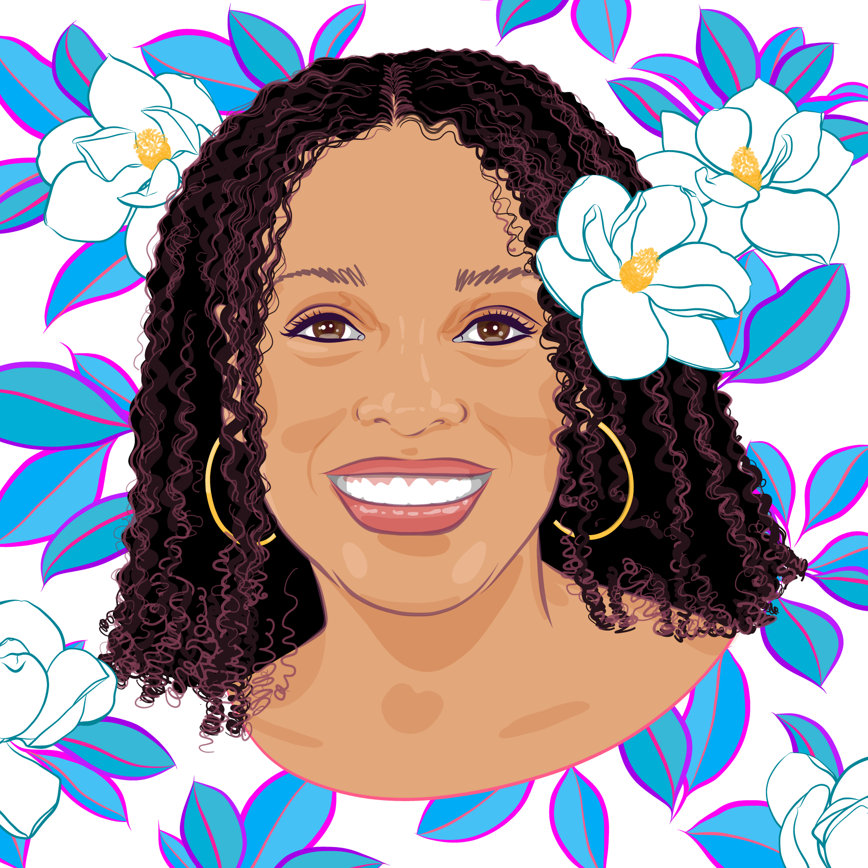 Illustrated portrait of Jesmyn Ward