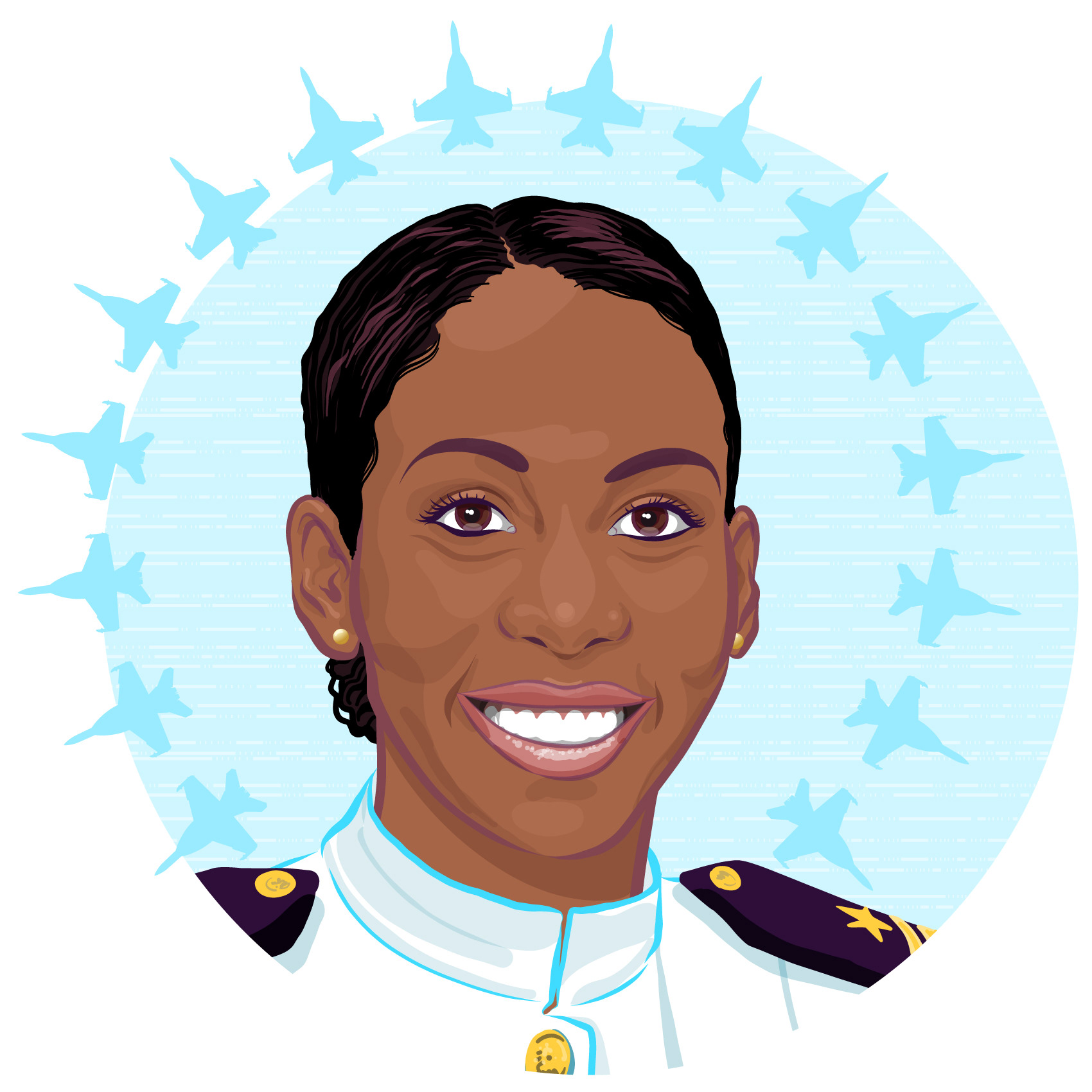 Illustrated portrait of Lt. j.g. Madeline Swegle