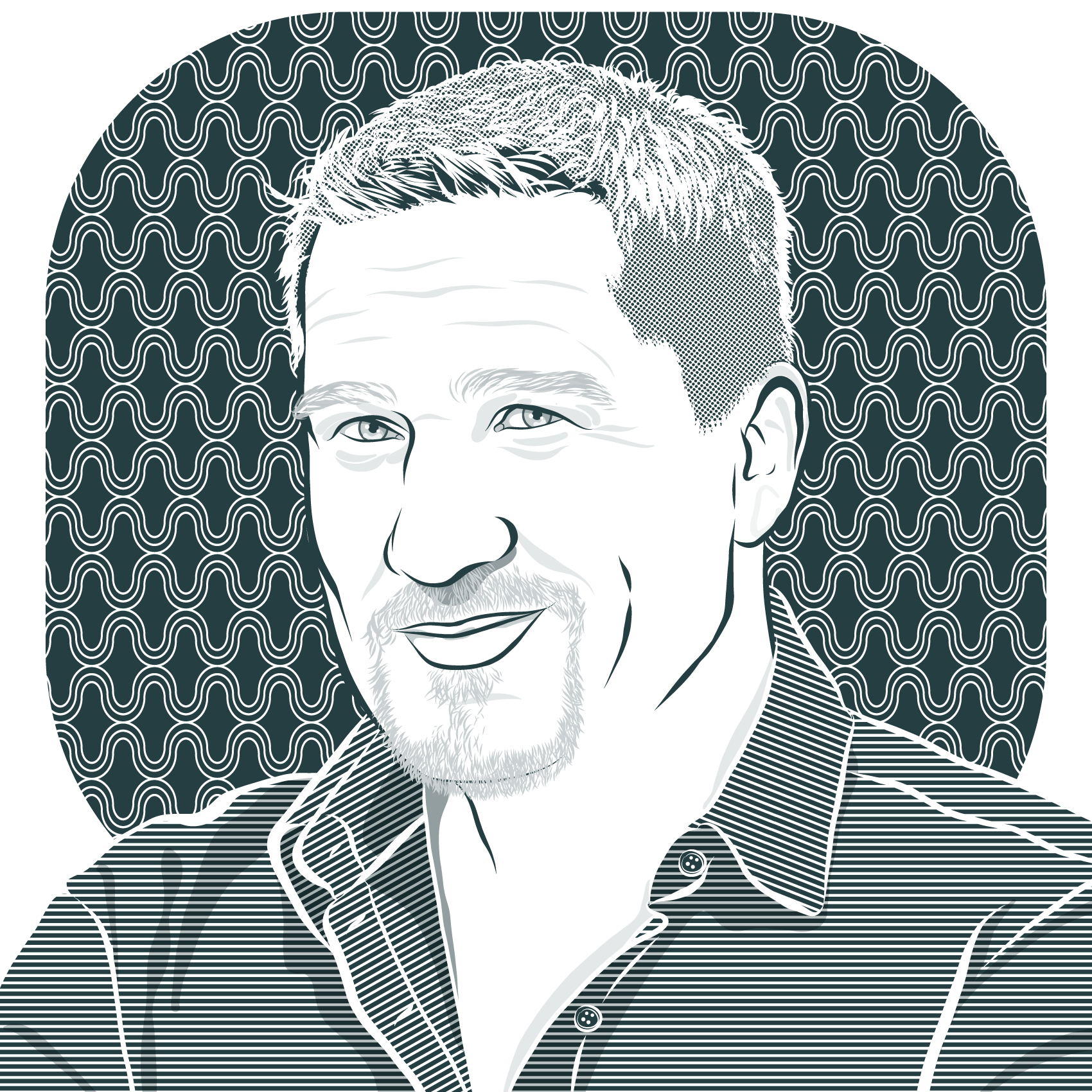 1-color Portrait Illustration of Paul Hollywood
