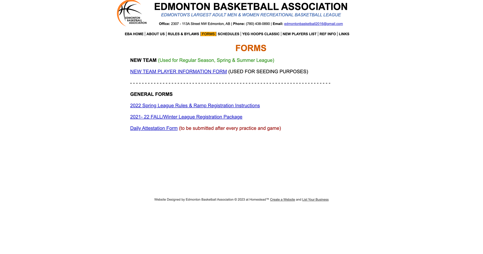 Original Team Forms Access