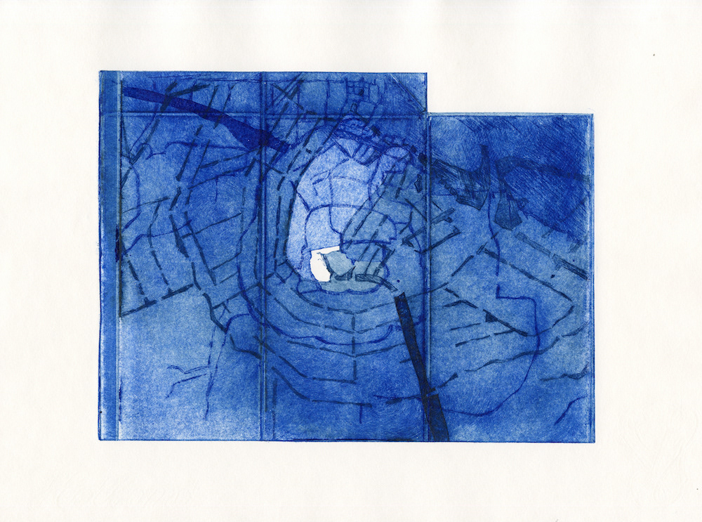Study for WISDOM OF WATER #5, 2015, Milk carton drypoint, 12-1/2” x 18-1/2”