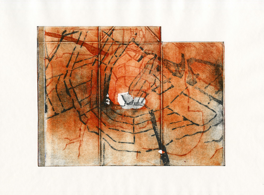 Study for WISDOM OF WATER #2, 2015, Milk carton drypoint, 12-1/2” x 18-1/2”