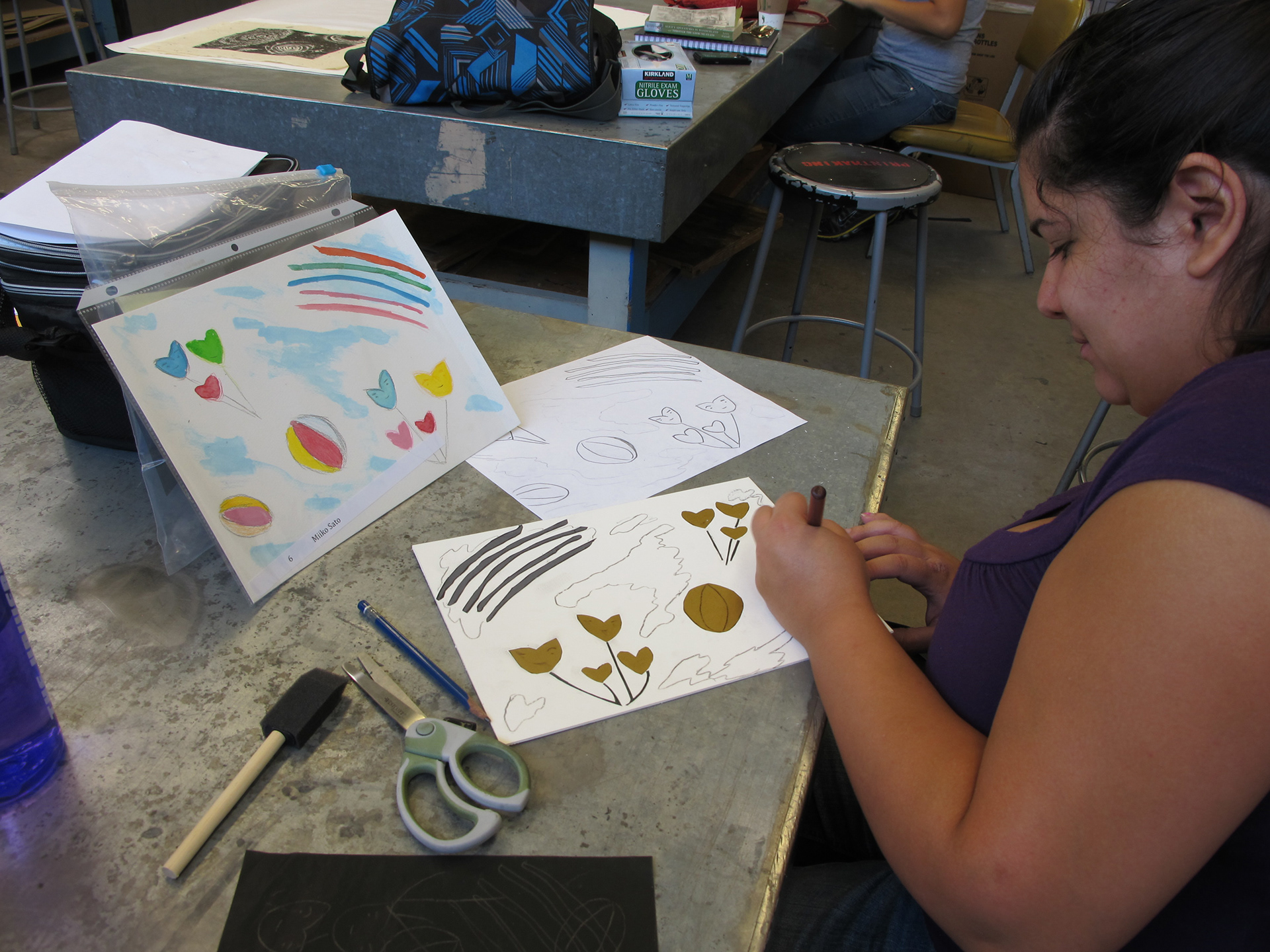 The original drawing was done by a victim of the 2011 Tohoku Japan Earthquake and Tsunami. The UNM student created the Collagraph plate based on the drawing and printed the edition.