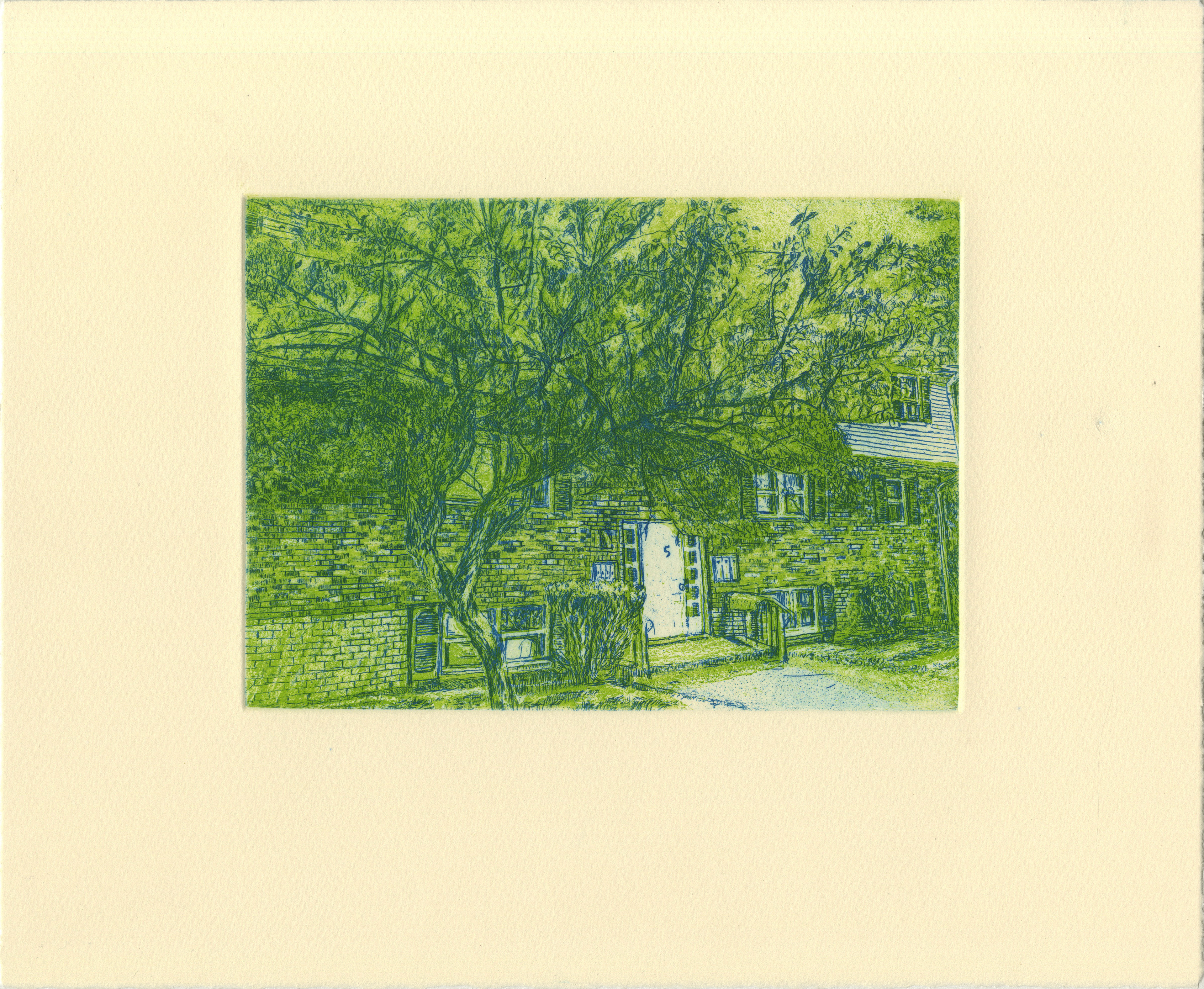 ONE DAY IN SACO, 2023, Etching, 11-1/4" x 13-3/4"