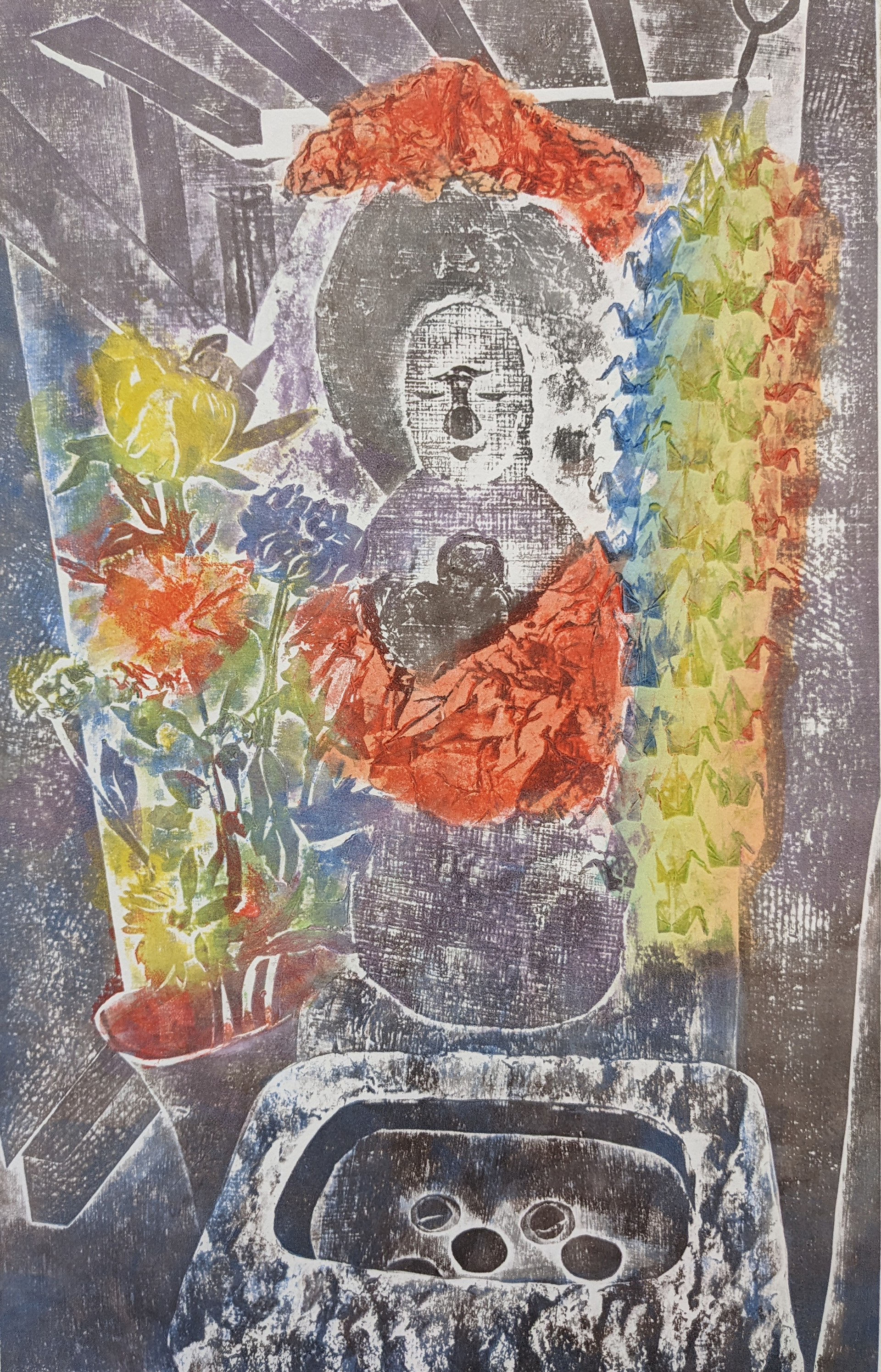 CHILDREN IN GAZA AND NAGOYA (c), 2024 Collagraph and Monotype 16-1/2” x 10-1/2”