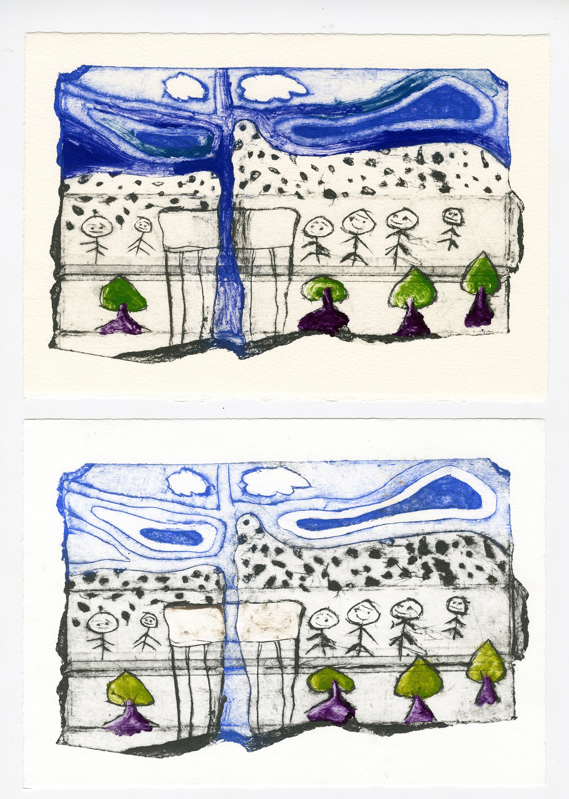 The UNM students printed the milk carton drypoint plates.