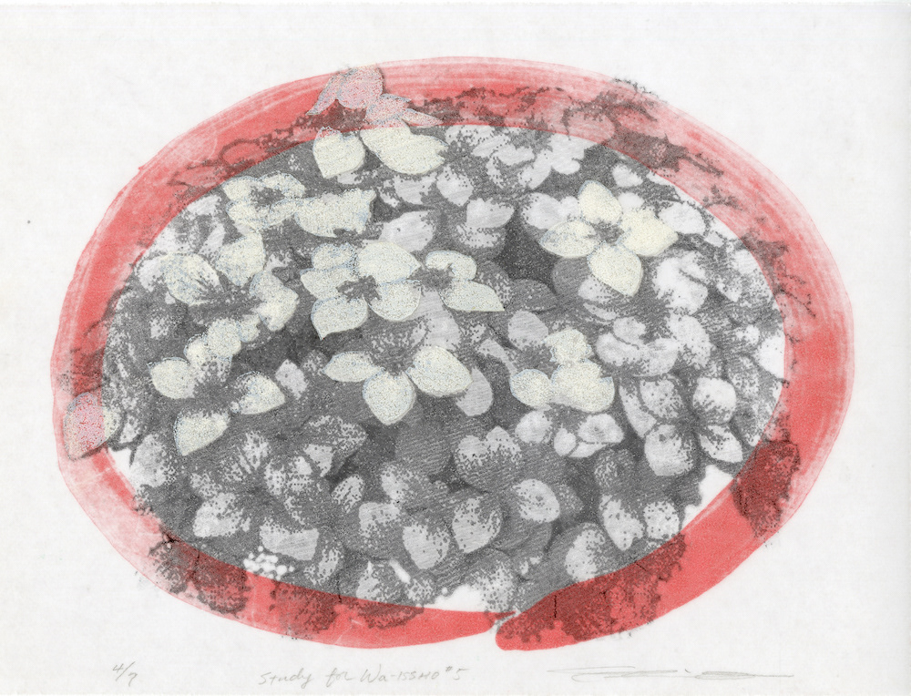 Study for WA ISSHO #5, 2003, Lithography, Silkscreen, and Linoleum cut, 9-1/4” x 12-1/4”