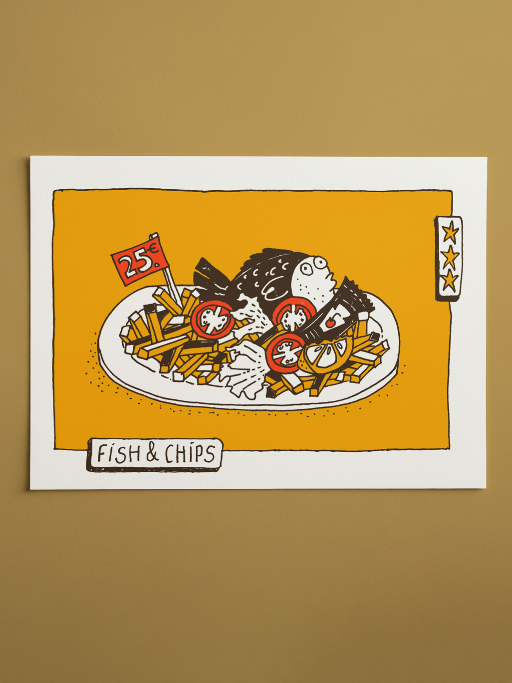 Fish & Chips Screen Print - 40 x 30 cm on 400gms paper