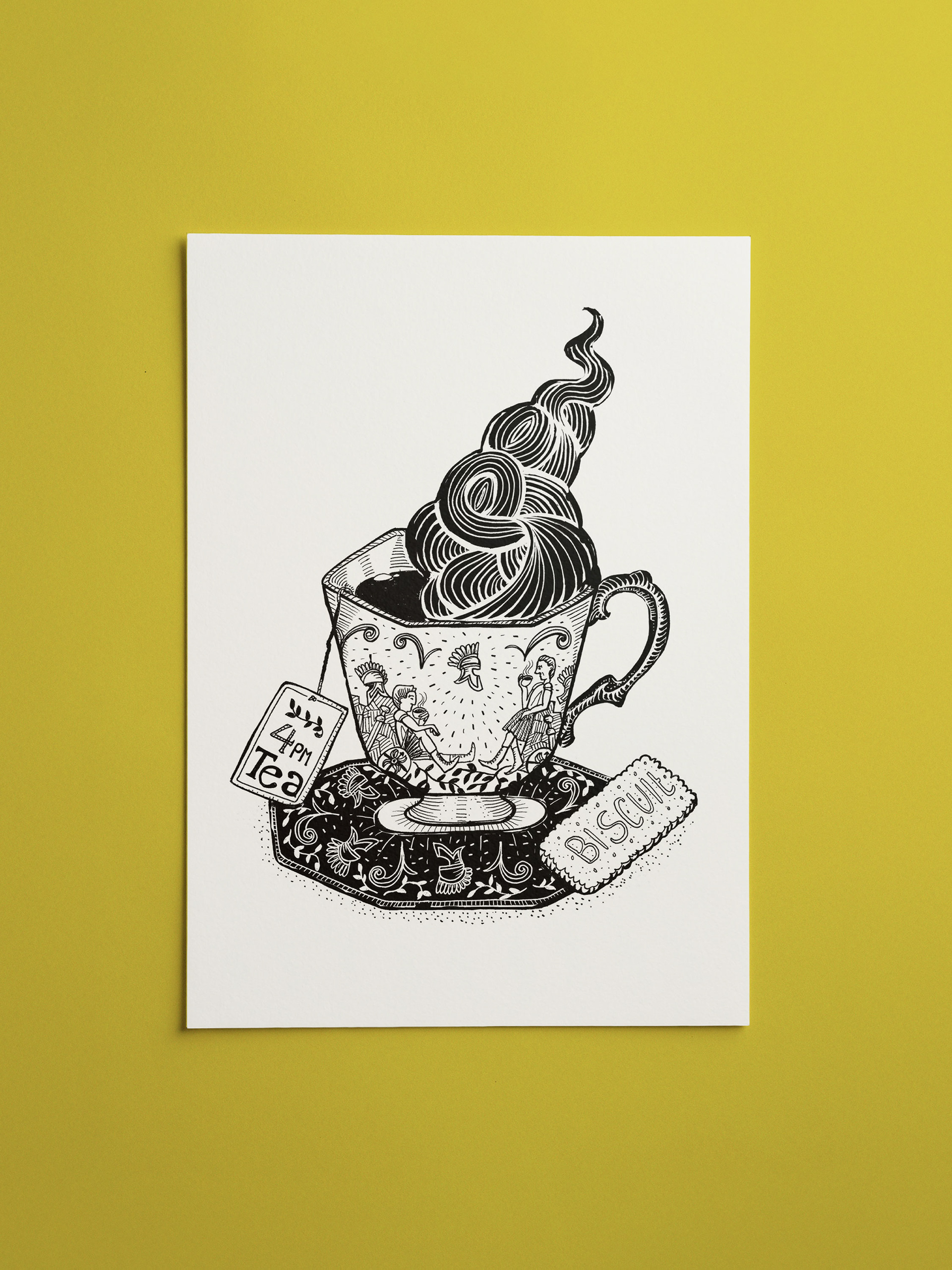 Roman Tea Time illustration - A4 food Art