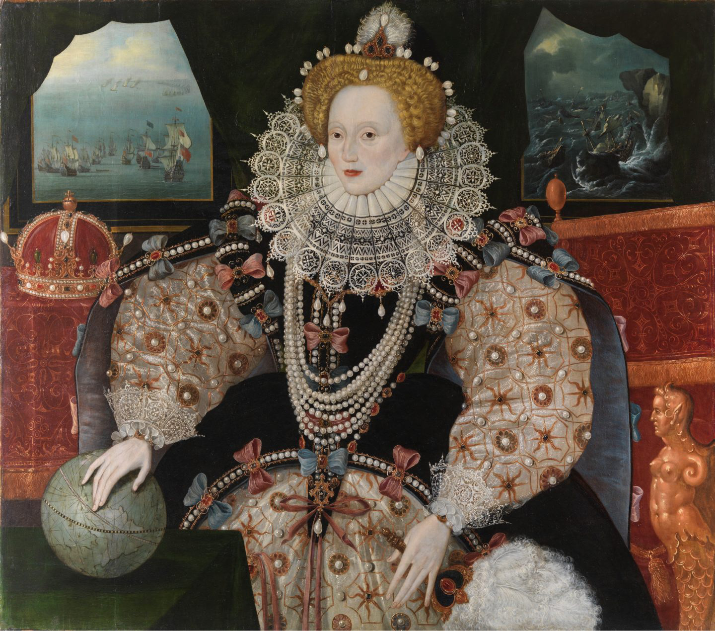 Portrait Queen Elisabeth I, painting attributed to George Gower