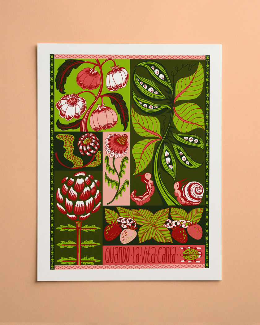 Botanical Inventory of Summer Screen Print - 35 x 45cm on 350 gsm paper