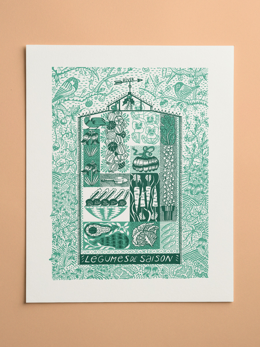 Winter Garden Greenhouse Screen Print - 40 x 50cm on 400gms paper