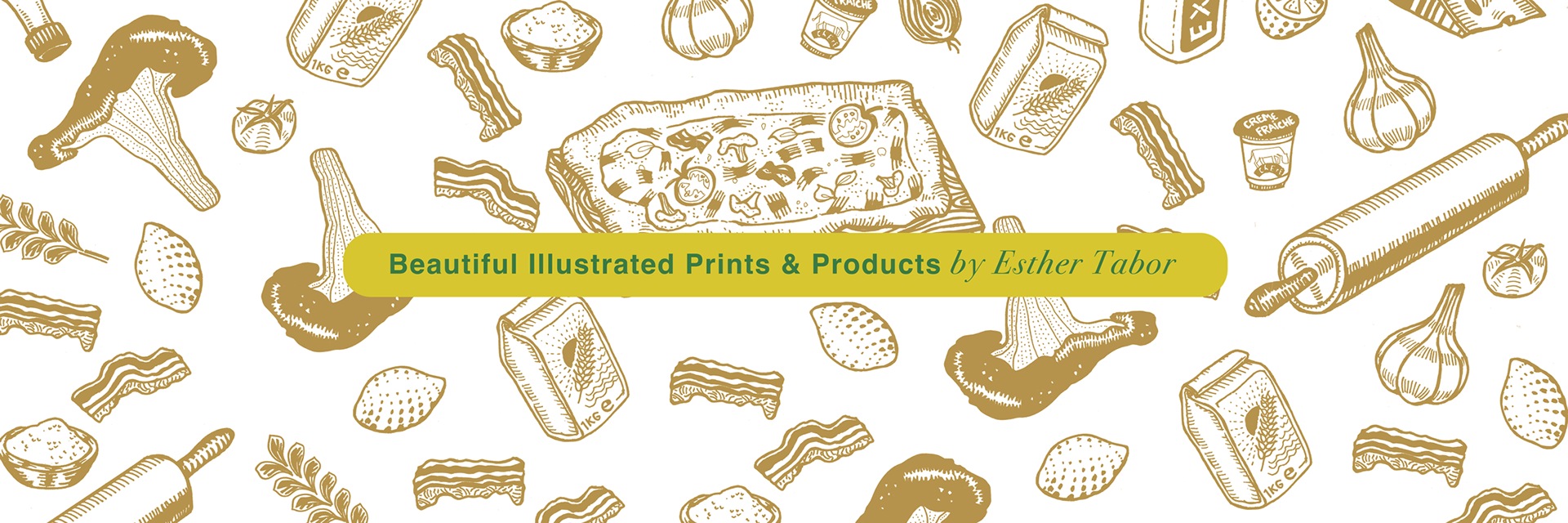 Flammkuchen illustrated pattern - food design