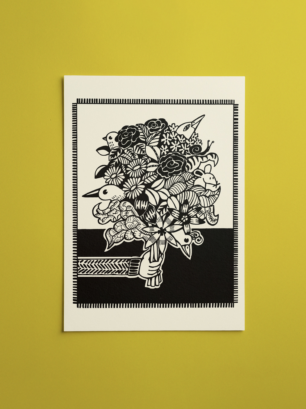 My Garden Bouquet original drawing - A5 illustration in ink
